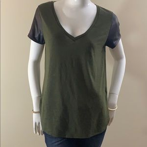Guess Olive Green V-Neck Shirt